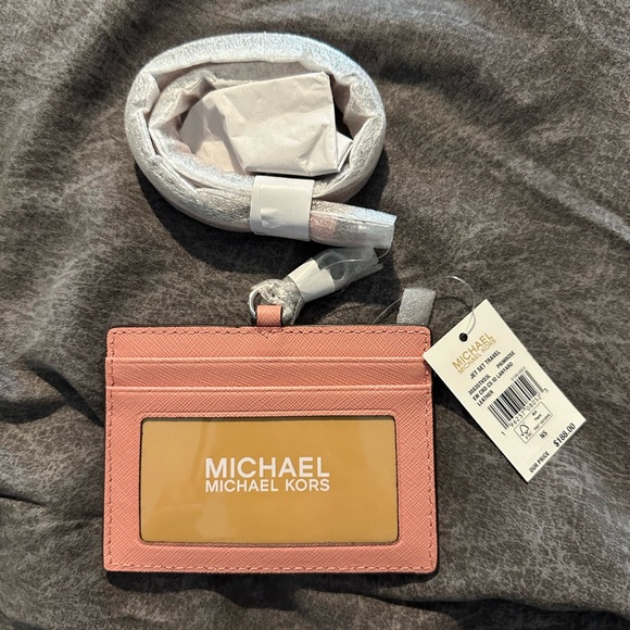 NWT Michael Kors Jet Set Travel Saffiano Leather Card Case w/Lanyard - Picture 5 of 5